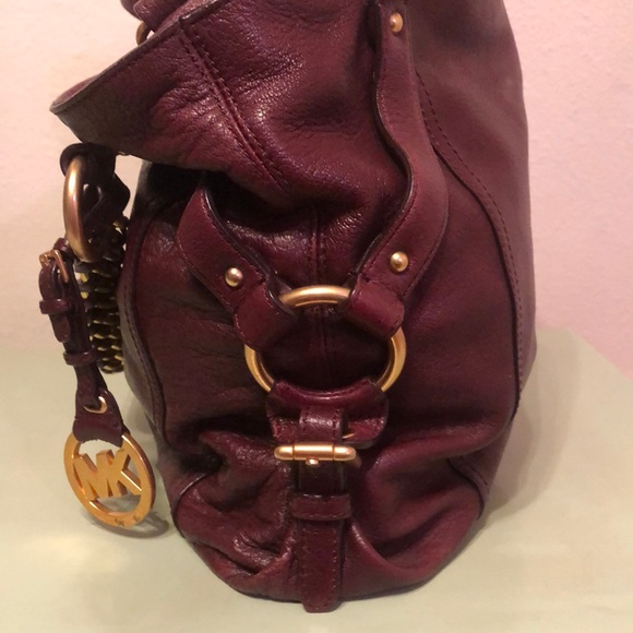 Michael Kors Burgundy Leather Shoulder Bag with Crossbody Strap - Picture 9 of 12